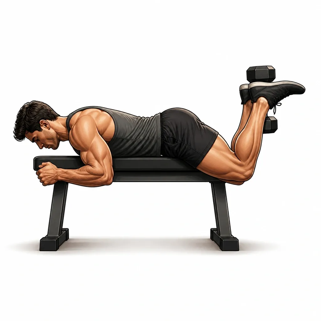 Lying Dumbbell Leg Curl